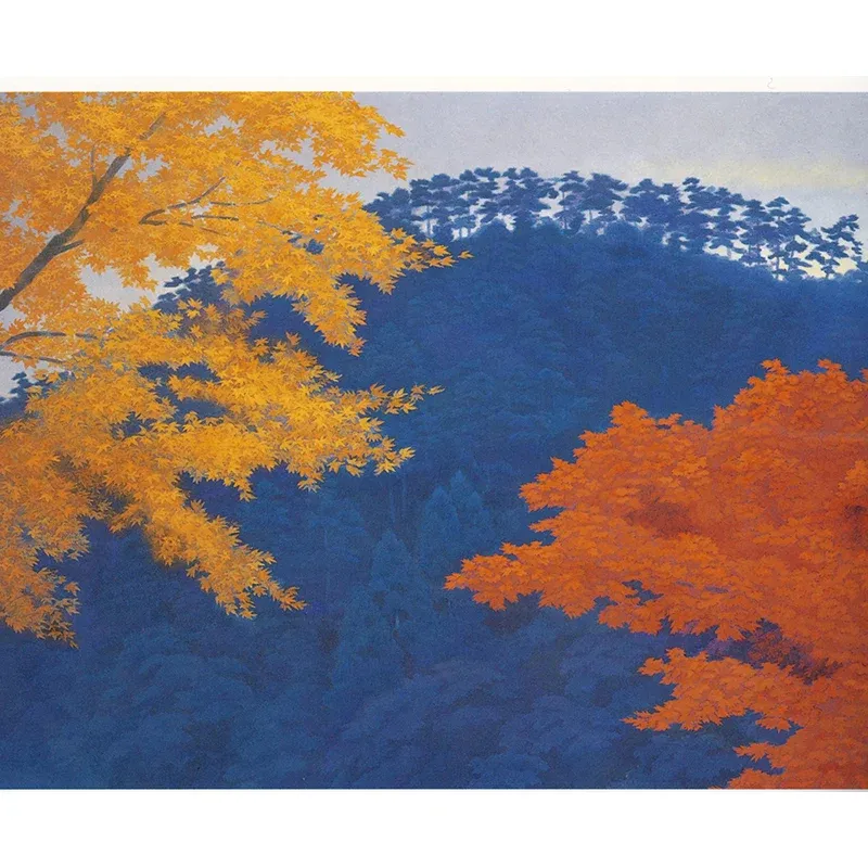 Papier peint mural extra large avec arbres d'érable, revêtement mural moderne en forme de êt effrayante en bleu Clearhalo
