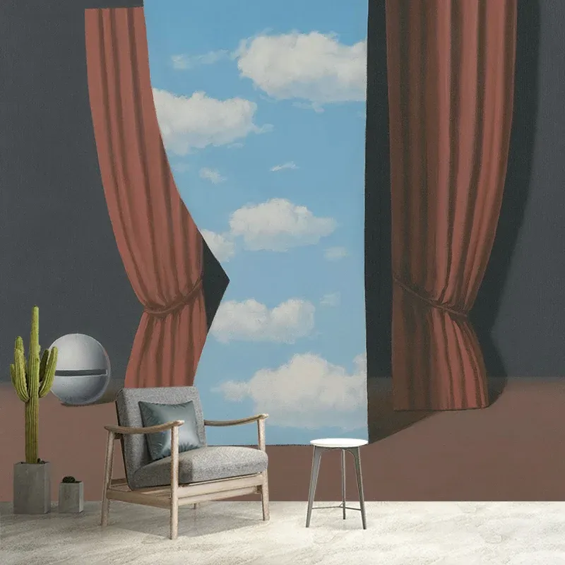 Papier peint mural évoquant Gioconda pour chambre à coucher, décoration murale d'art Magritte, sur mesure Clearhalo
