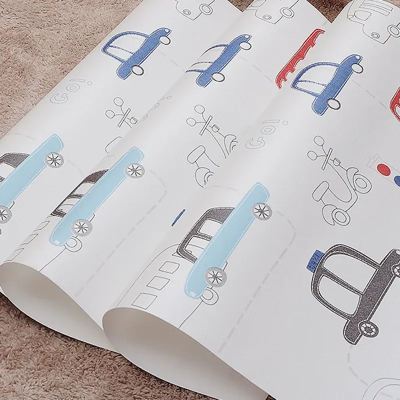 Papier peint en vinyle pour chambre d'enfant, revêtement mural coloré, résistant à l'humidité Clearhalo