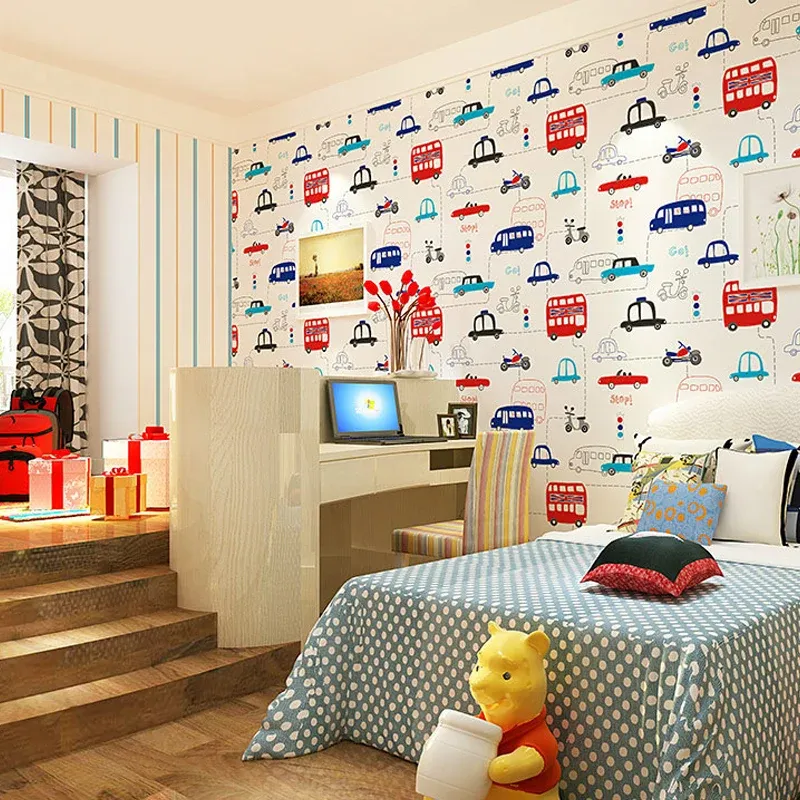 Papier peint en vinyle pour chambre d'enfant, revêtement mural coloré, résistant à l'humidité Clearhalo