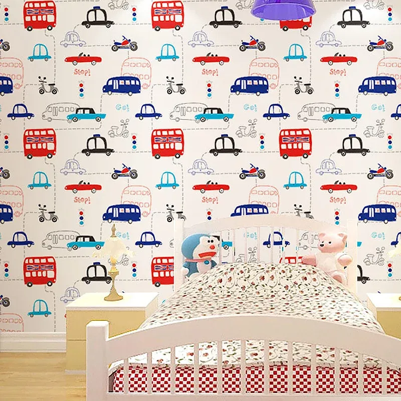 Papier peint en vinyle pour chambre d'enfant, revêtement mural coloré, résistant à l'humidité Clearhalo
