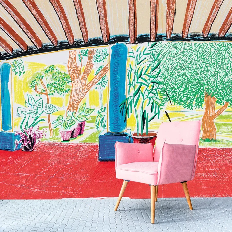 Peinture murale lavable pour cour, revêtement mural en matériau Non tissé Art déco pour la maison Clearhalo