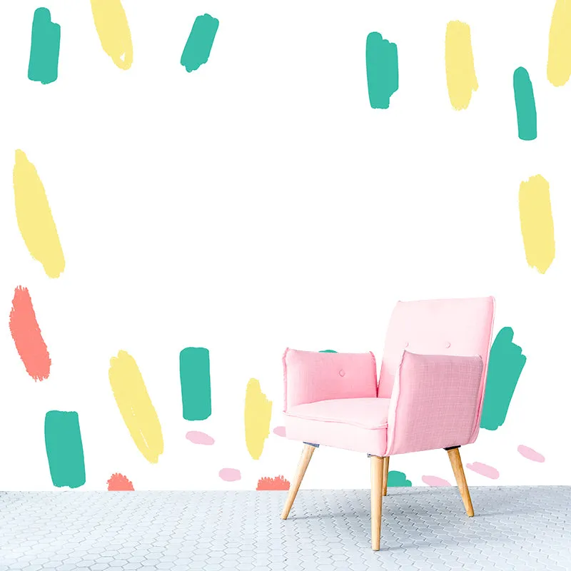 Peinture murale pleine grandeur avec coup de pinceau pour chambre d'enfant, art mural abstrait en vert, lavable Clearhalo