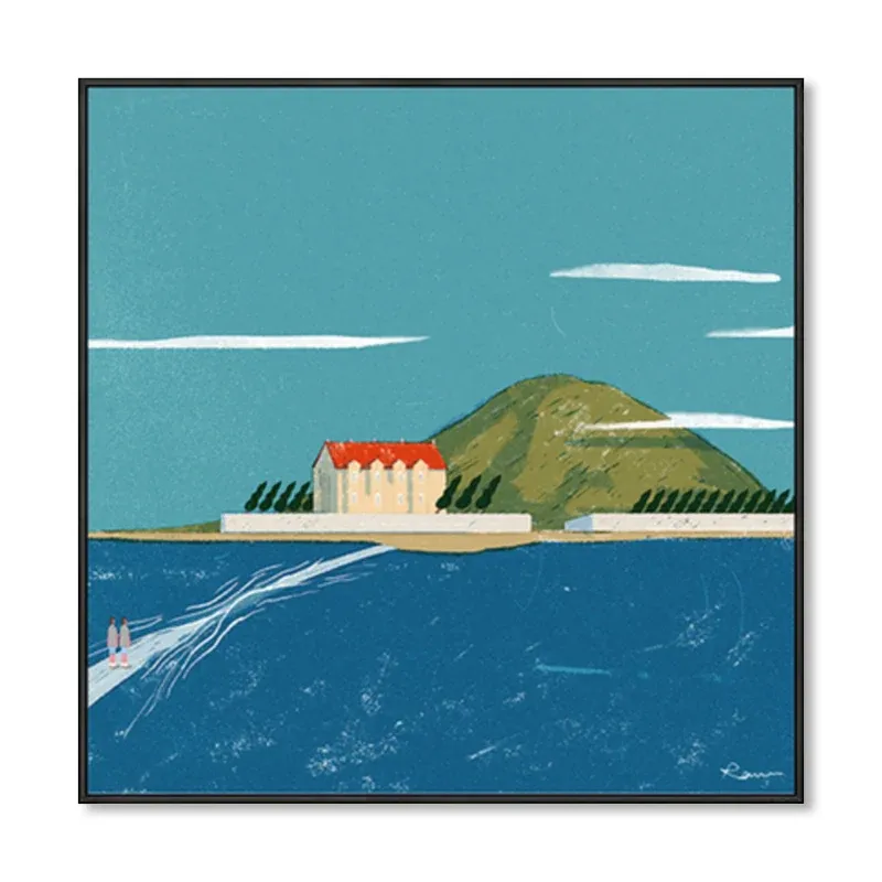 Peinture Pastel Lodge, Art mural, paysage naturel, toile texturée moderne pour chambre à coucher Clearhalo