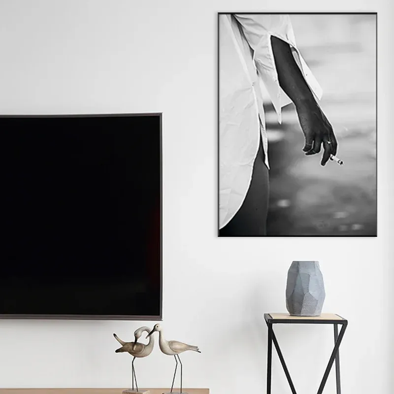 Peinture de paysage en gros plan sur toile noire, impression d'art mural texturée, plusieurs tailles Clearhalo