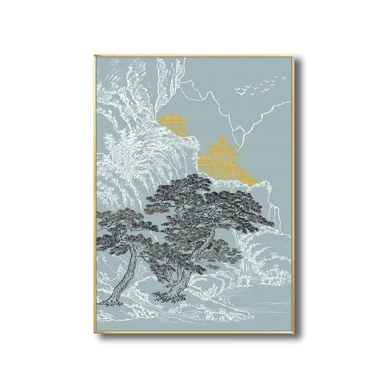 Peinture de salle à manger de couleur claire de toile d’arbres de style asiatique, options de tailles multiples Clearhalo