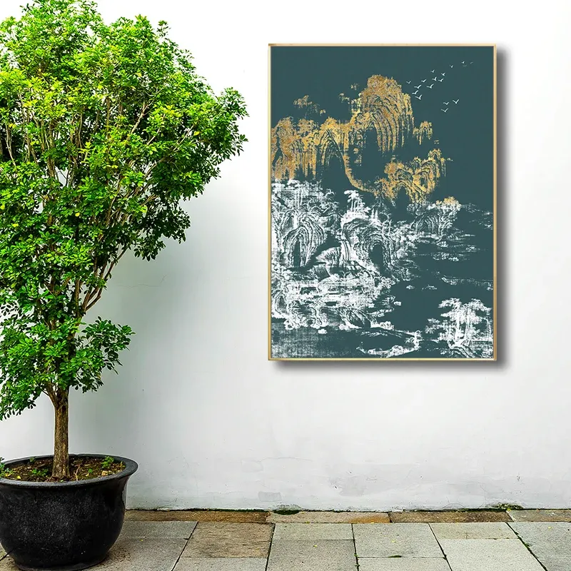 Peinture de salle à manger de couleur claire de toile d’arbres de style asiatique, options de tailles multiples Clearhalo