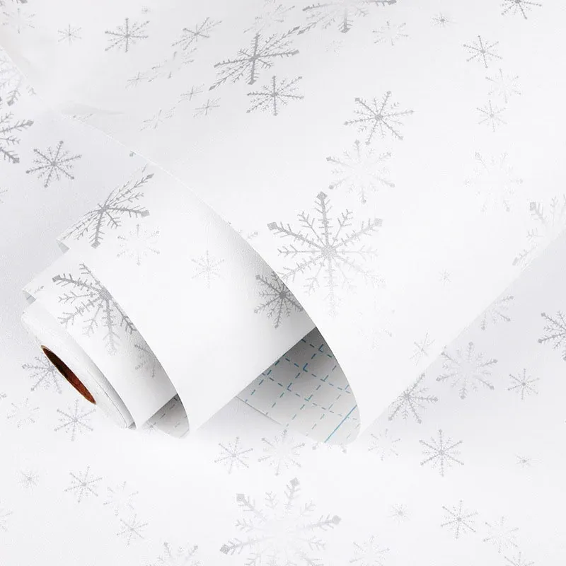 Rouleau de papier peint amovible minimaliste en forme de flocon de neige pour chambre d'enfant, gris et blanc, 96,8 pieds...