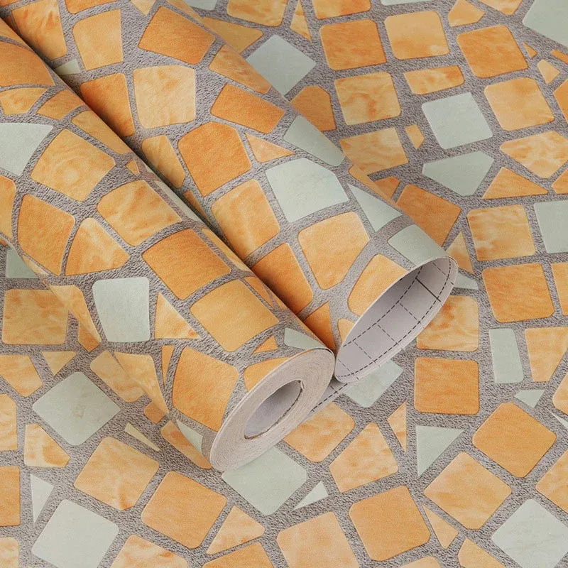 Rouleau de papier peint aspect mosaïque pour cuisine, jaune, résistant aux taches, 96,8 pieds carrés, à décoller et à coll...