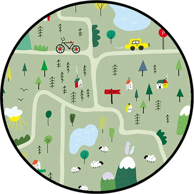 Tapis de carte d'aventure multicolore, tapis synthétique de dessin animé, envers antidérapant, résistant aux taches, lavab...