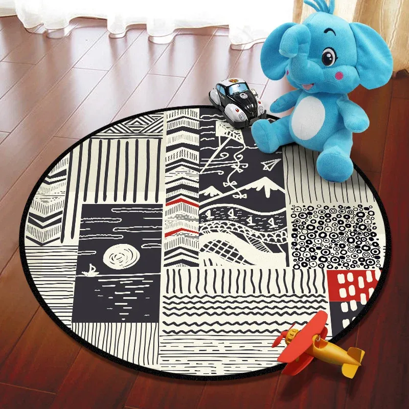 Tapis de carte d'aventure multicolore, tapis synthétique de dessin animé, envers antidérapant, résistant aux taches, lavab...