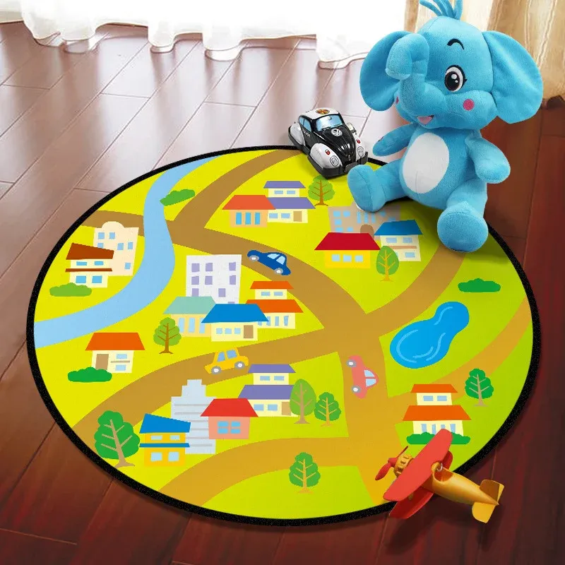 Tapis de carte d'aventure multicolore, tapis synthétique de dessin animé, envers antidérapant, résistant aux taches, lavab...