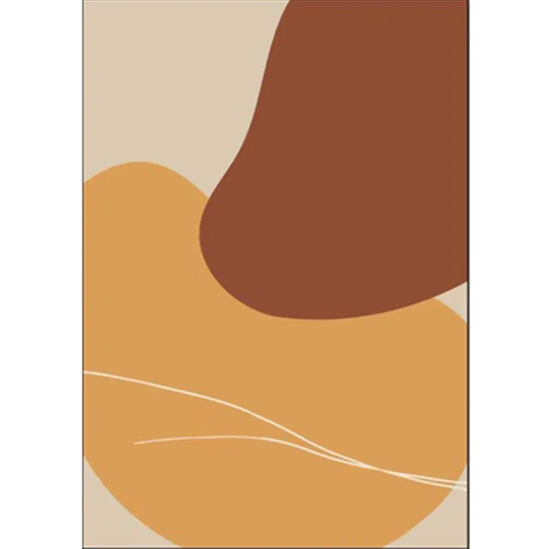 Tapis de chambre à coucher marron, bloc de couleur fantaisie, forme irrégulière, motif de ligne, tapis en polyester avec e...