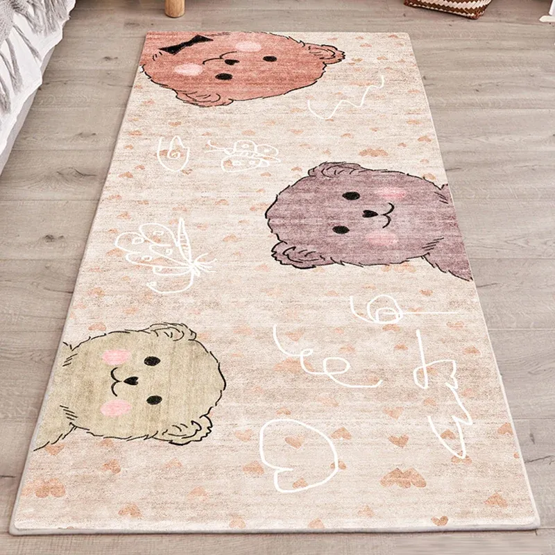 Tapis de chambre à coucher mignon, multicolore, imprimé de dessins animés, d'intérieur, en polyester, avec envers antidéra...