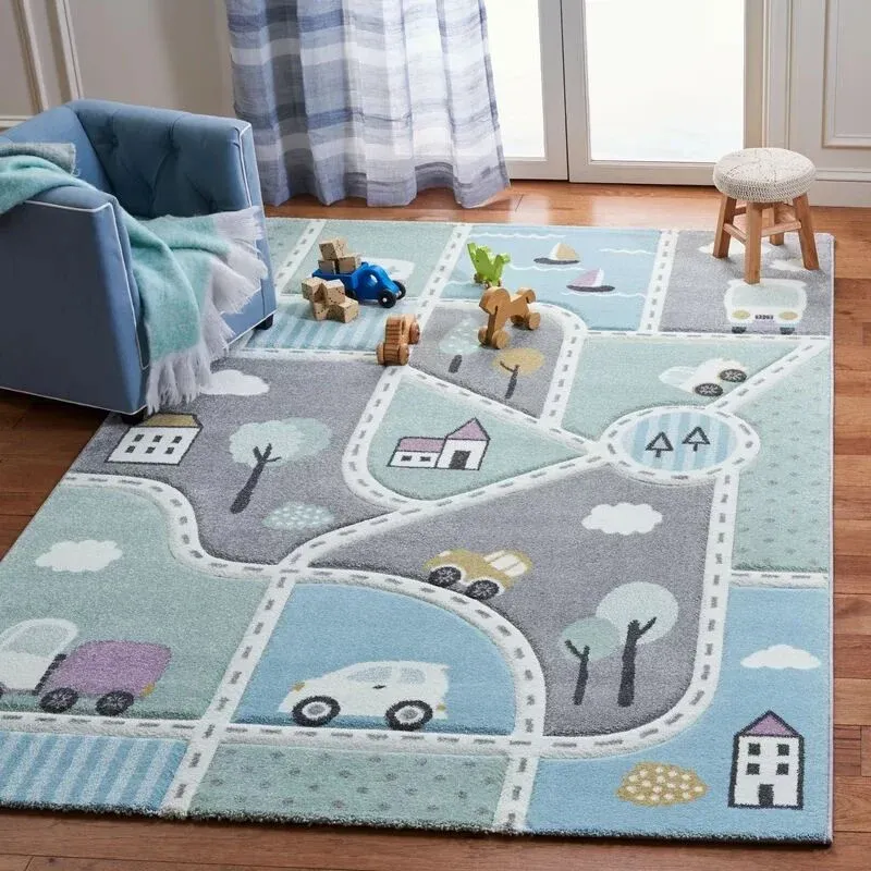 Tapis de chambre à coucher Simple pour enfants, multicolore, zone d'animaux de dessin animé, mélange de coton, lavable, re...