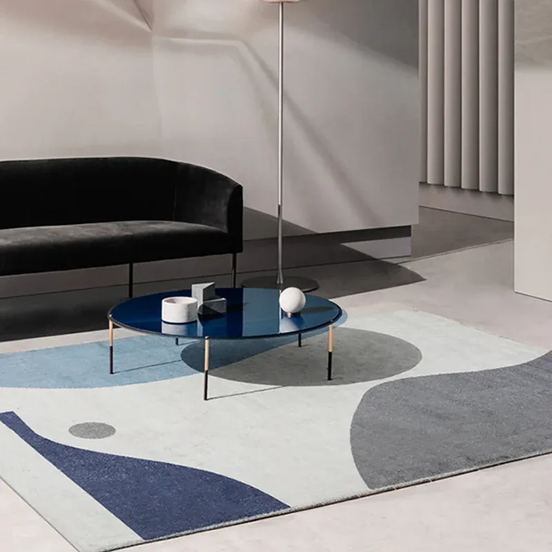 Tapis coloré unique, bleu et violet, minimaliste, en polyester, lavable, antidérapant, respectueux des animaux de compagni...