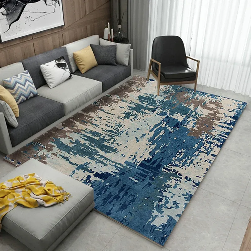 Tapis esthétique industriel chic, multicolore, aquarelle, abstrait, résistant aux taches, envers antidérapant, lavable en...
