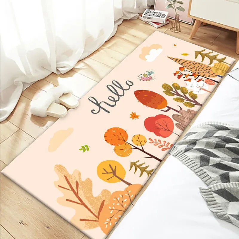Tapis multicolore imprimé dessin animé, joli tapis en polyester, support antidérapant, facile d'entretien, lavable, pour l...