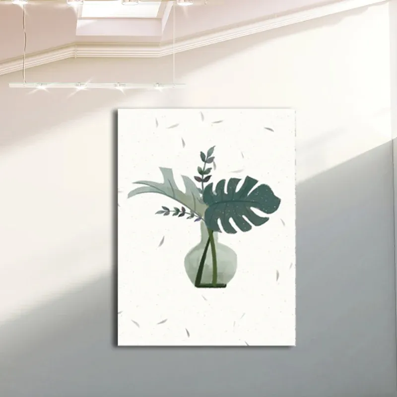 Toile d'arrangement botanique, décoration murale texturée de Style nordique, couleur douce pour la maison Clearhalo