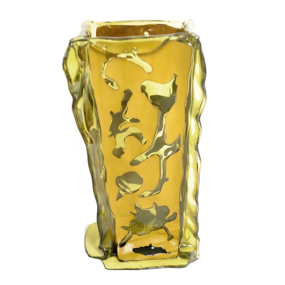 Vase en cuir et résine MULATO L par Fratelli Campana pour NativoCampana Corsi Design