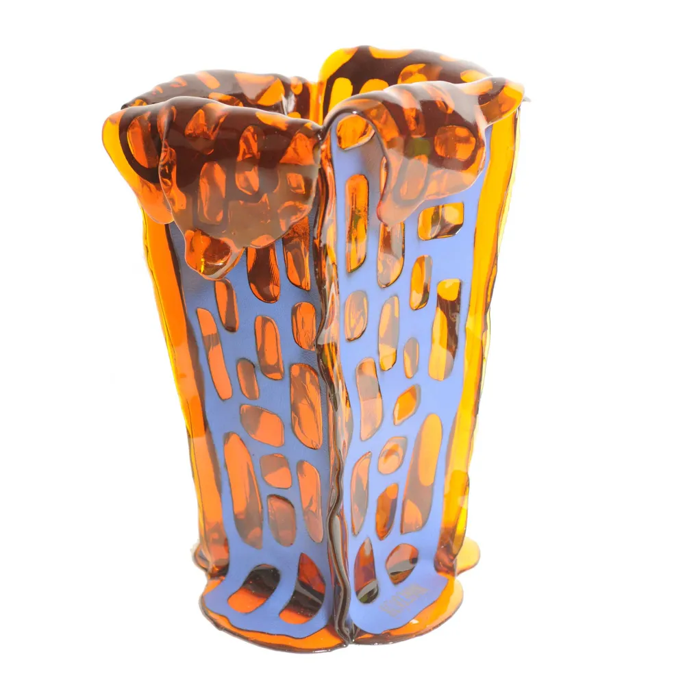 Vase en cuir et résine SAGARANA L par Fratelli Campana pour NativoCampana Corsi Design
