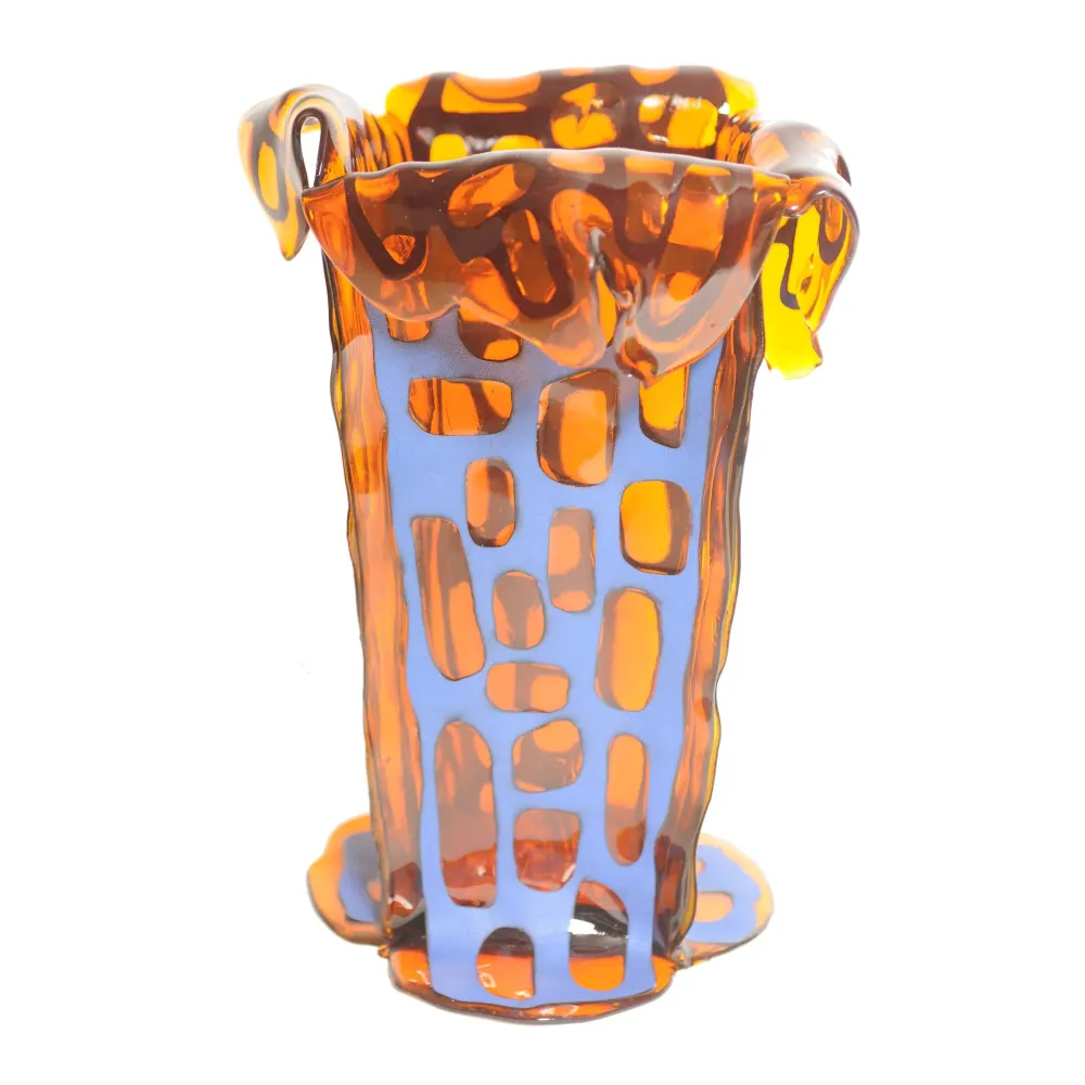 Vase en cuir et résine SAGARANA L par Fratelli Campana pour NativoCampana Corsi Design