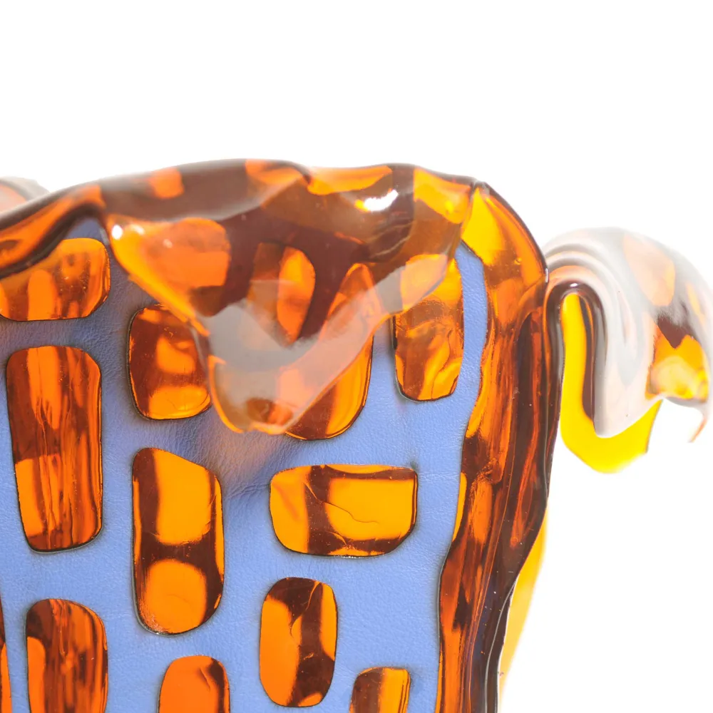 Vase en cuir et résine SAGARANA L par Fratelli Campana pour NativoCampana Corsi Design