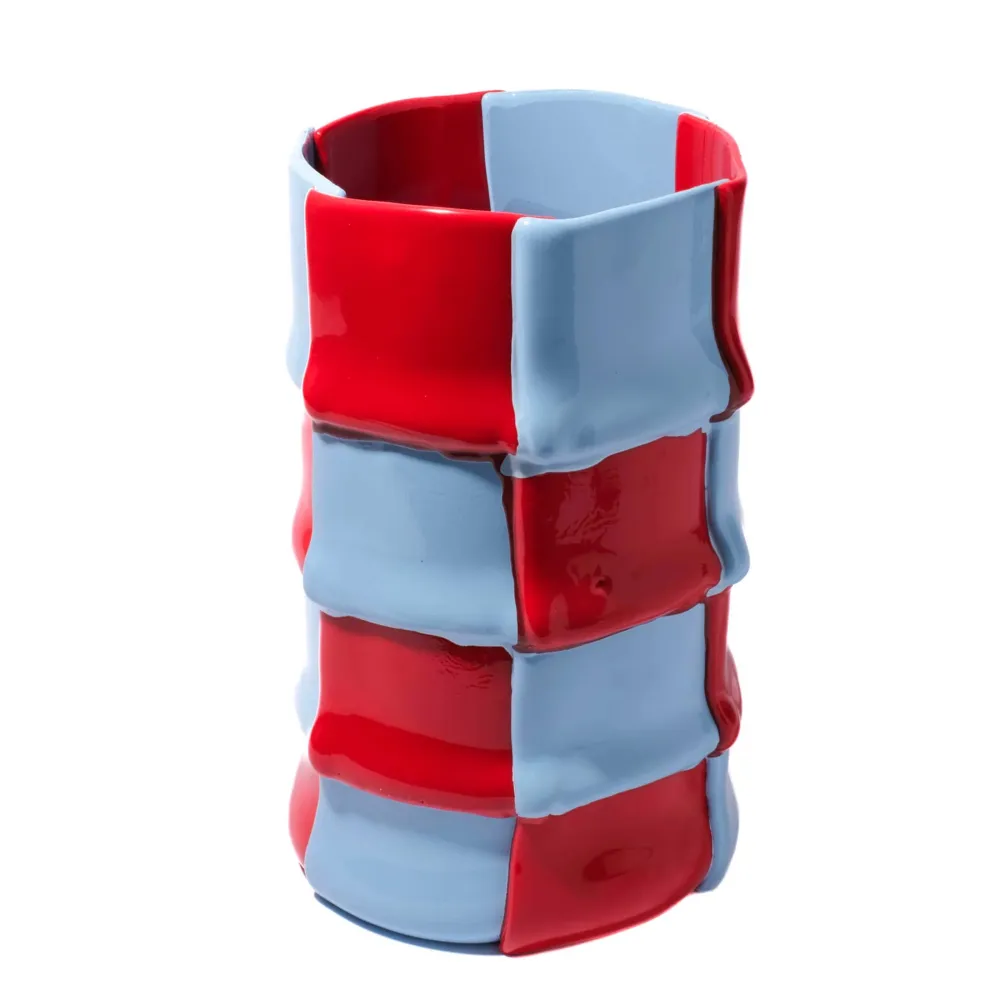 Vase en résine BAMBOU L rouge par Enzo Mari Corsi Design
