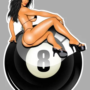 STICKER PINUP BOULE 8 HUIT - PC001 Couleur Course