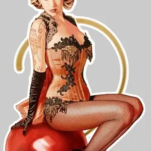 STICKER PINUP CERISE - PA045 Couleur Course