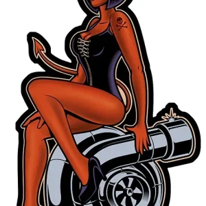 STICKER PINUP DIABLESSE TURBO - DB077 Couleur Course