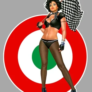 STICKER PINUP DRAPEAU ITALIE - PC016 Couleur Course