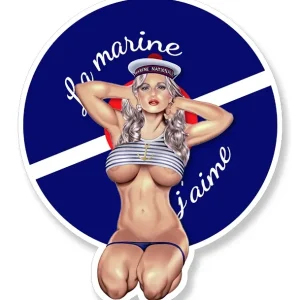 STICKER PINUP MARINE NATIONALE - MD081 Couleur Course