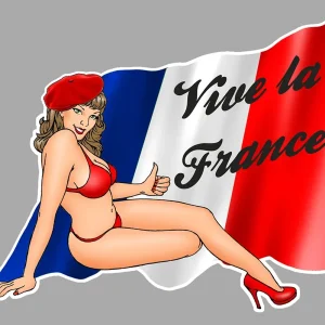 STICKER PINUP VIVE LA FRANCE - VA117D Couleur Course