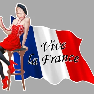 STICKER PINUP VIVE LA FRANCE - VA171 Couleur Course