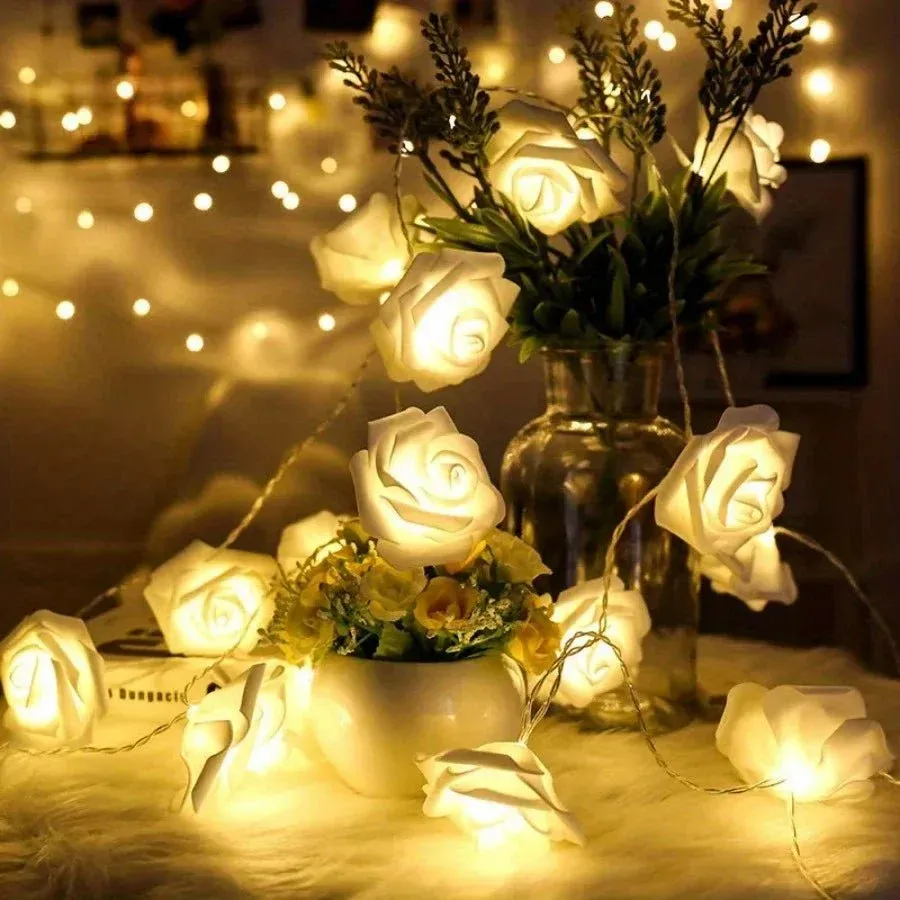 AMORELIGHT – Guirlande lumineuse LED chaude avec roses artificielles pour décoration de la Saint-Valentin Cozey Maison