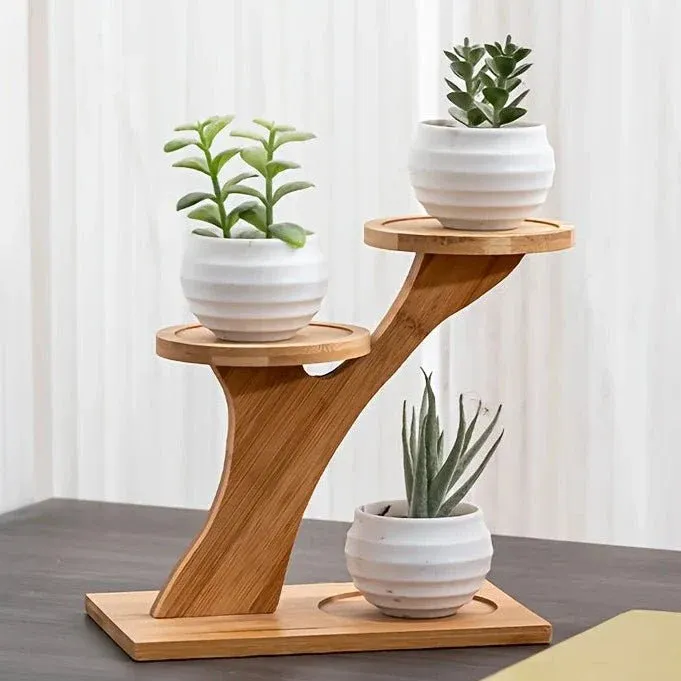 BAMBOZEN – Support minimaliste en bambou à 2 niveaux pour espaces de vie et de travail Cozey Maison