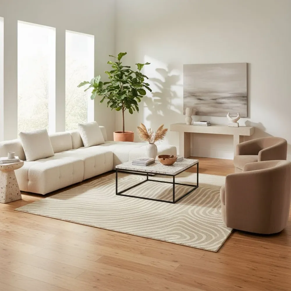 BEIGEHAVEN – Tapis moderne lavable avec une texture douce Cozey Maison