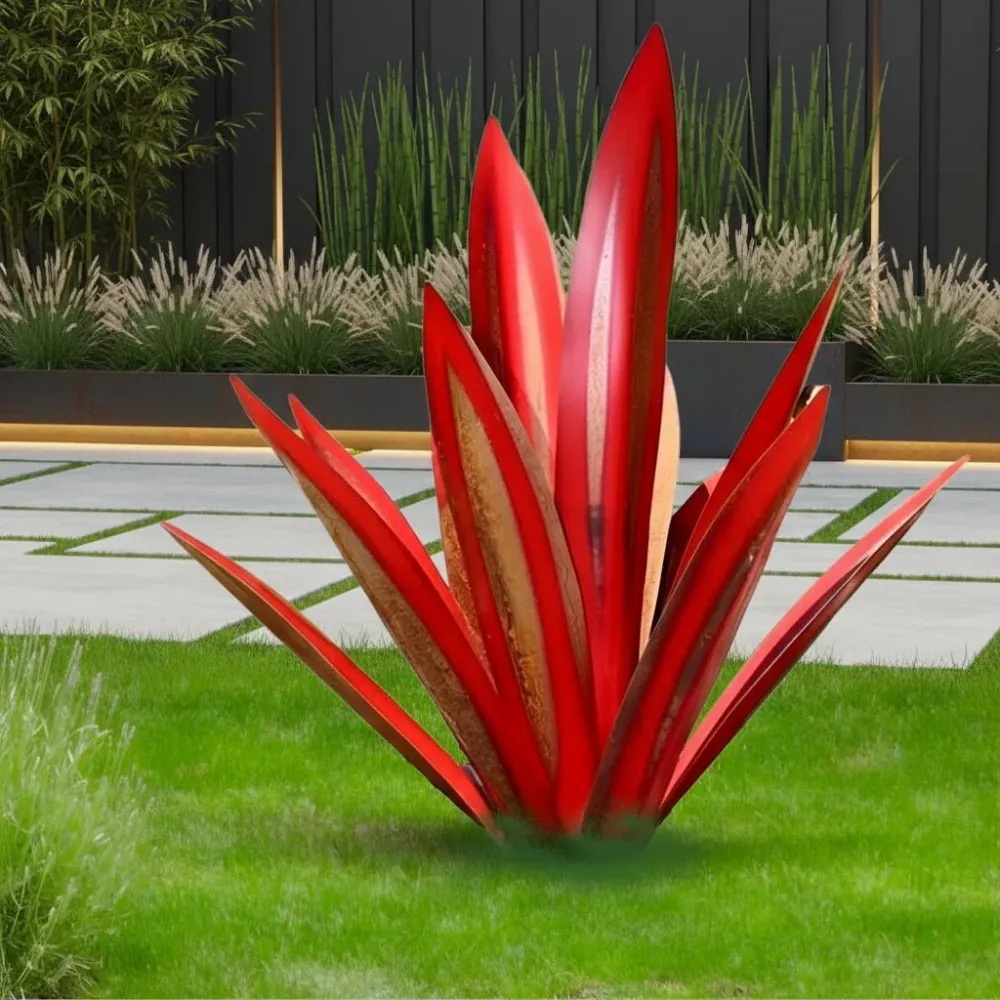 METALFLORA – Sculpture vivante d'agave en métal pour décoration de jardin moderne et résistante aux intempéries Cozey Maison