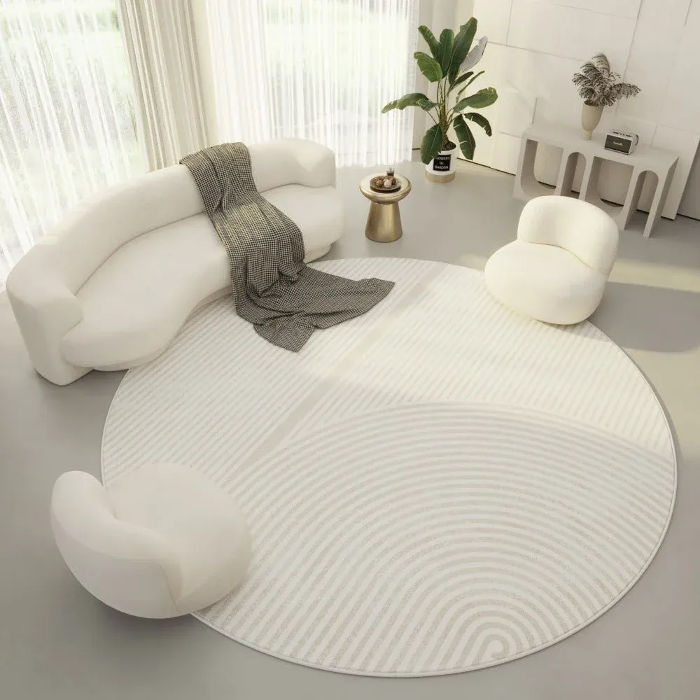 ROOMCRAFT – Tapis rond doux en polyester avec des accents géométriques discrets pour la maison et le bureau Cozey Maison