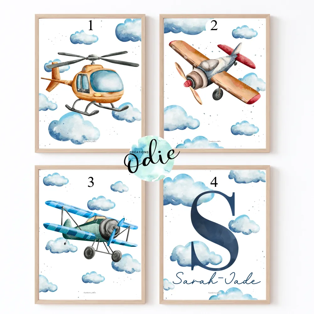 Affiches chambre enfant - Aviation Créations Odie