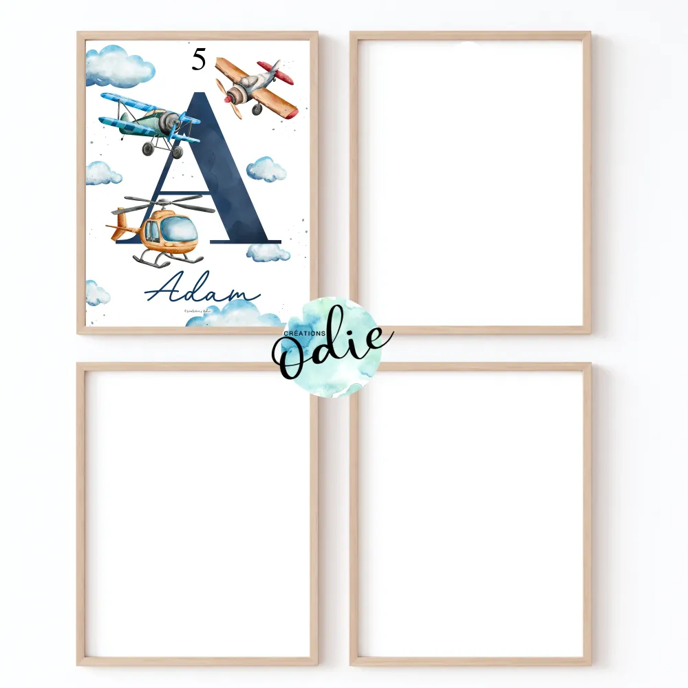 Affiches chambre enfant - Aviation Créations Odie