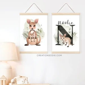 Affiches chambre enfant - Famille Kangourou Créations Odie