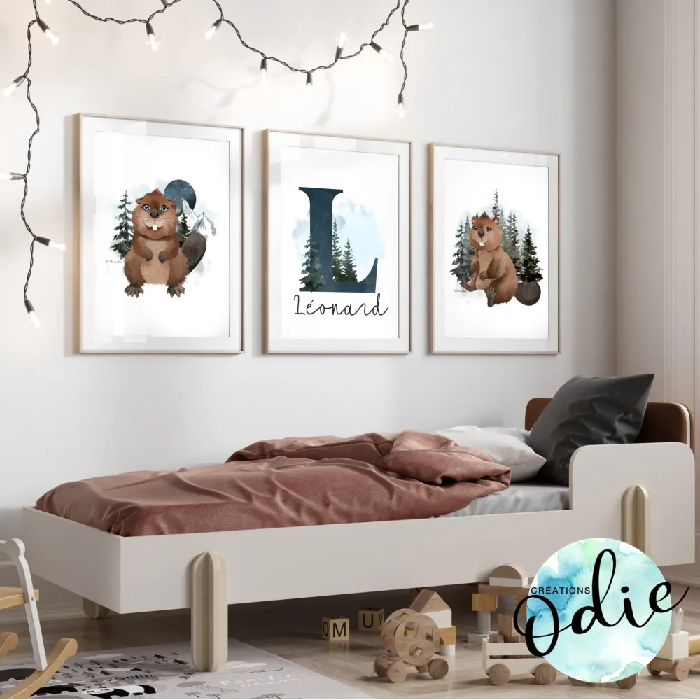 Affiches chambre enfant - Les petits castors Créations Odie