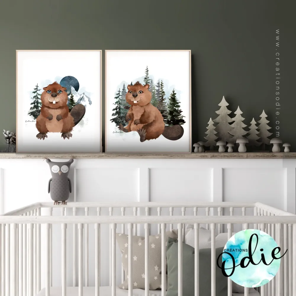 Affiches chambre enfant - Les petits castors Créations Odie