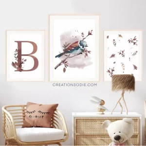 Affiches chambre enfant - Oiseau d'automne Créations Odie