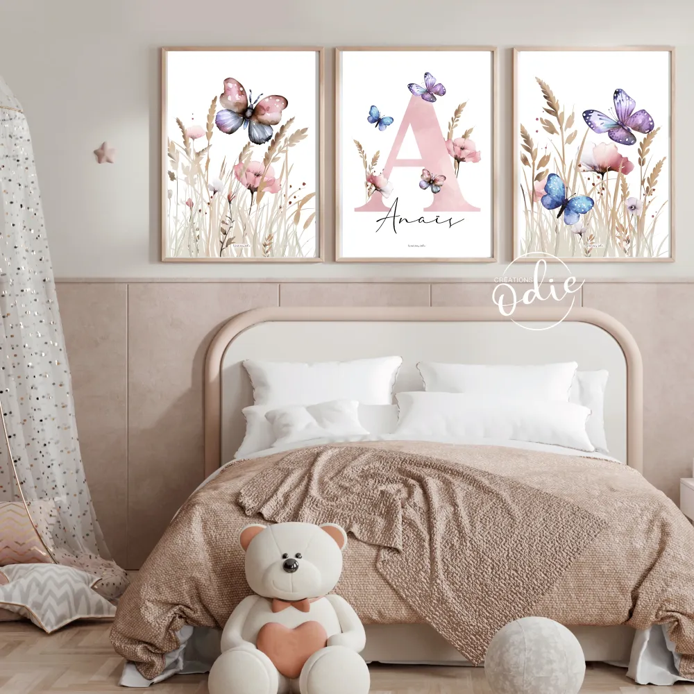 Affiches chambre enfant - Papillons Créations Odie