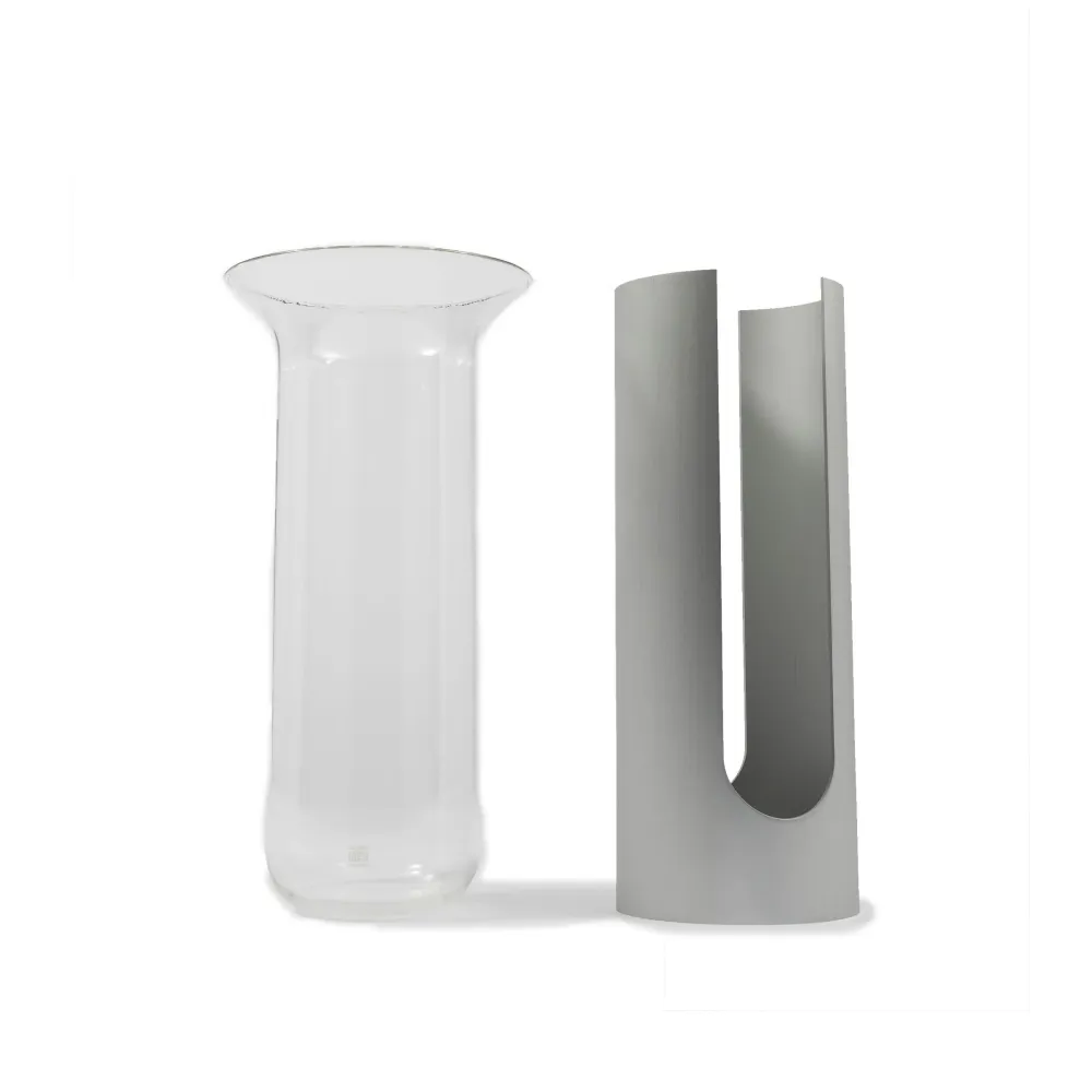 Vase en verre et acier CAMICIA par Enzo Mari Danese Milano