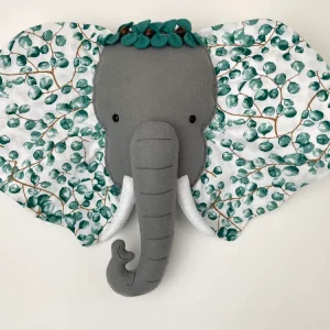 Trophée éléphant. Décoration murale en tissu Déco'drey