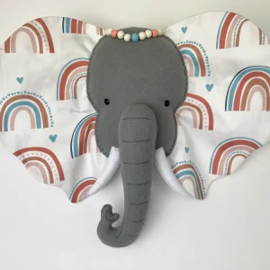 Trophée éléphant. Suspension murale en tissu Déco'drey